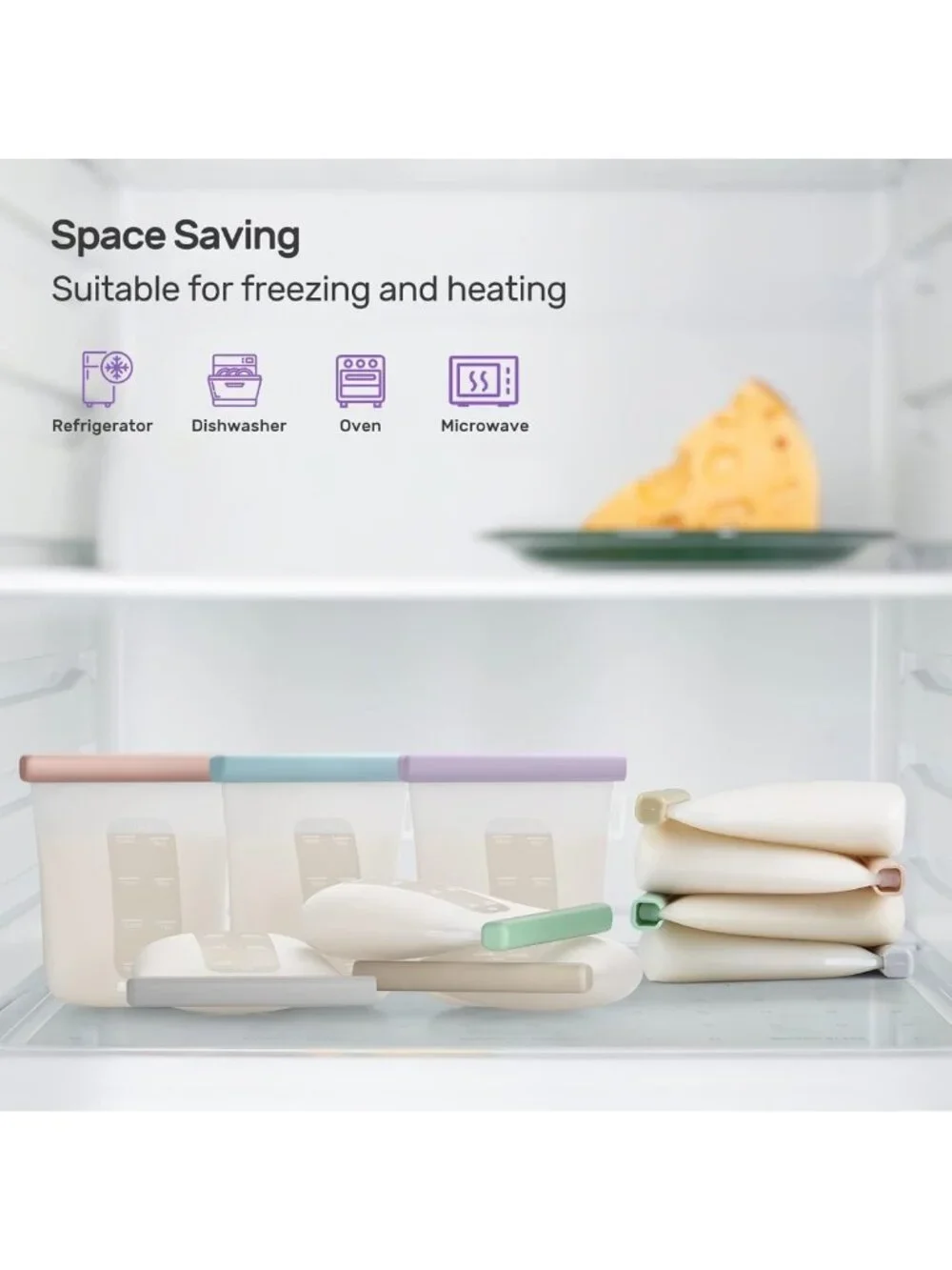 Reusable Silicone Breastmilk Storage Bags - 7 Pcs, 8oz Leak-Proof Freezer Bags